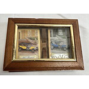 2 Decks Sealed  1907 Peugeot Playing Card Decks, In Wooden Case w/etched glass❤️